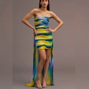 Vineet Bahl Blurred Sheer Mini Train Dress - MEDIUM - NWT